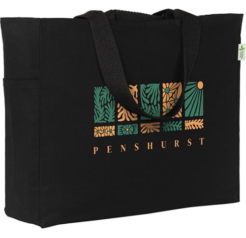 Large Zipped Cotton Canvas Tote Shopper Bag Penshurst Recycled 10oz (340gsm) Webbed Handles